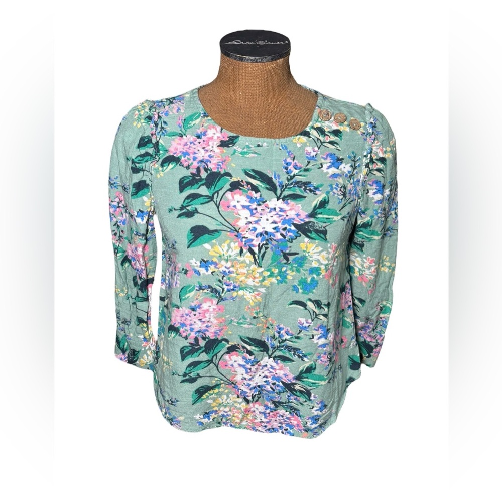 Lauren Conrad Floral Green Women's Top Size XS